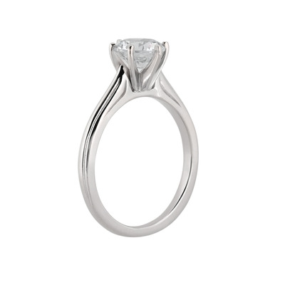 Engraved Six Prong Diamond Engagement Ring - view 2