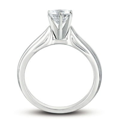 Engraved Six Prong Diamond Engagement Ring - view 2