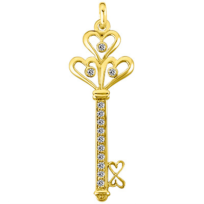 0.12 ct. Diamond Key Pendant - view 2