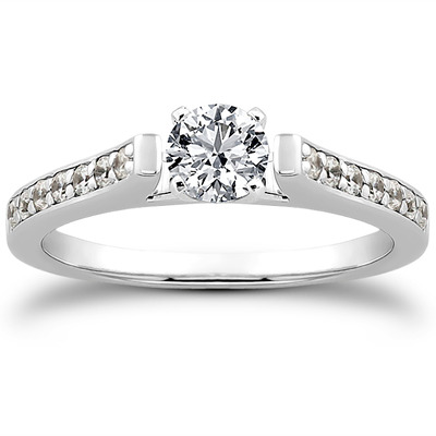 Classic Cathedral Pave Set Diamond Bridal Ring (0.21 t.c.w.) - view 1