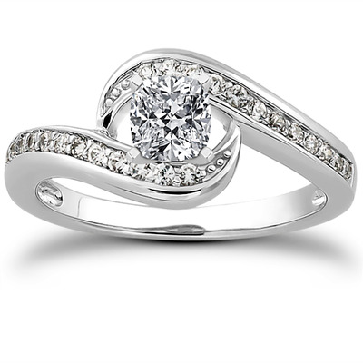 Bypass Shank Pave Setting Diamond Bridal Ring (0.24 t.c.w.) - view 24