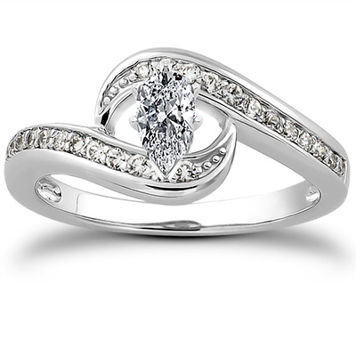 Bypass Shank Pave Setting Diamond Bridal Ring (0.24 t.c.w.) - view 19