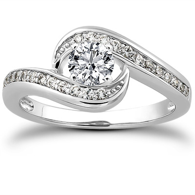 Bypass Shank Pave Setting Diamond Bridal Ring (0.24 t.c.w.) - view 1