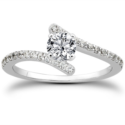 Petite Diamond Accented Engagement Ring (0.26 t.c.w.) - view 1