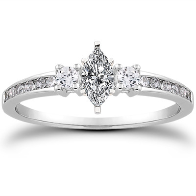 Three Stone Channel Set Diamond Bridal Ring (0.25 t.c.w.) - view 20