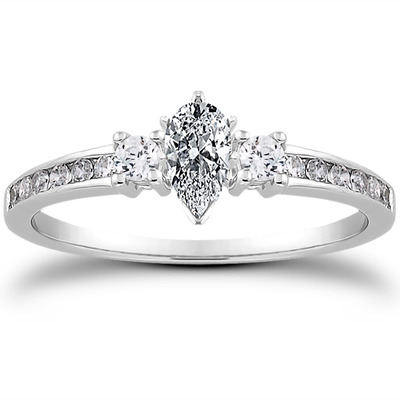 Three Stone Channel Set Diamond Bridal Ring (0.25 t.c.w.) - view 18