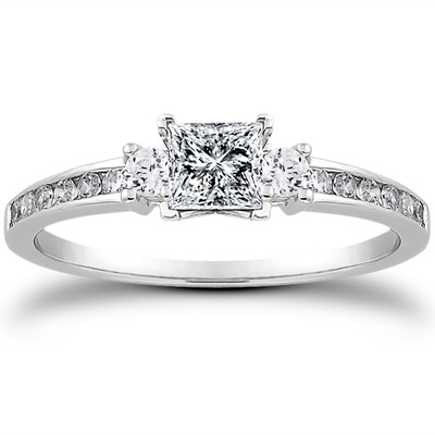 Three Stone Channel Set Diamond Bridal Ring (0.25 t.c.w.) - view 17