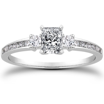 Three Stone Channel Set Diamond Bridal Ring (0.25 t.c.w.) - view 1