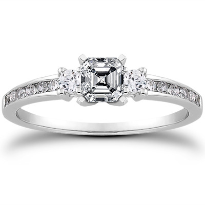 Three Stone Channel Set Diamond Bridal Ring (0.25 t.c.w.) - view 14