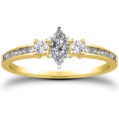 Three Stone Channel Set Diamond Bridal Ring (0.25 t.c.w.) - view 9