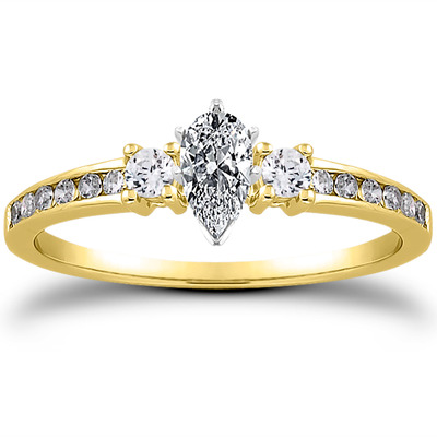 Three Stone Channel Set Diamond Bridal Ring (0.25 t.c.w.) - view 7