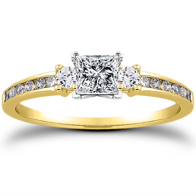 Three Stone Channel Set Diamond Bridal Ring (0.25 t.c.w.) - view 6