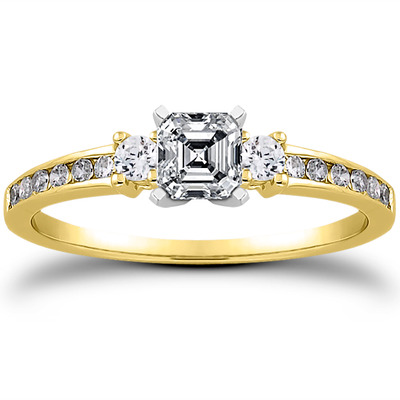 Three Stone Channel Set Diamond Bridal Ring (0.25 t.c.w.) - view 3