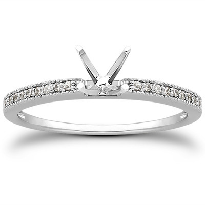 Pave Set Mill Grained Diamond Bridal Ring (0.09 t.c.w.) - view 23 of 28