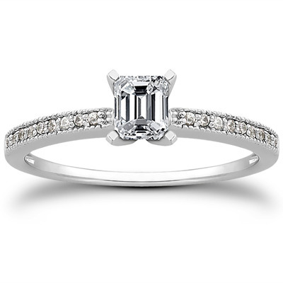 Pave Set Mill Grained Diamond Bridal Ring (0.09 t.c.w.) - view 21 of 28