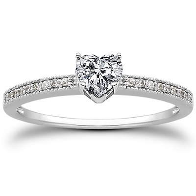 Pave Set Mill Grained Diamond Bridal Ring (0.09 t.c.w.) - view 20 of 28