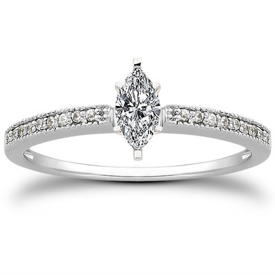 Pave Set Mill Grained Diamond Bridal Ring (0.09 t.c.w.) - view 19 of 28