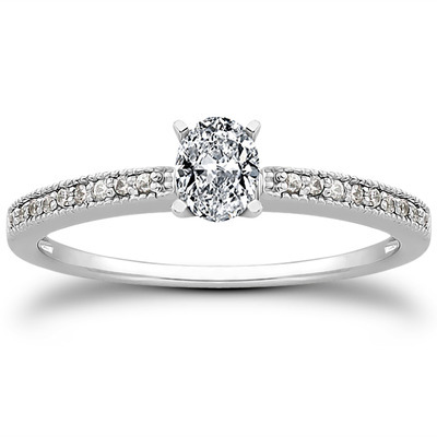 Pave Set Mill Grained Diamond Bridal Ring (0.09 t.c.w.) - view 18 of 28