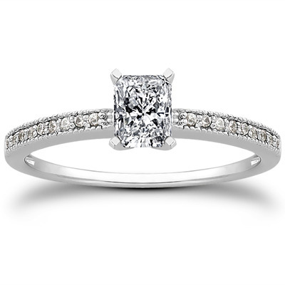 Pave Set Mill Grained Diamond Bridal Ring (0.09 t.c.w.) - view 1 of 28