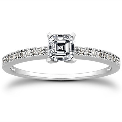 Pave Set Mill Grained Diamond Bridal Ring (0.09 t.c.w.) - view 13 of 28