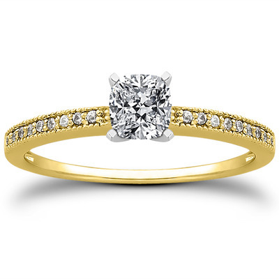 Pave Set Mill Grained Diamond Bridal Ring (0.09 t.c.w.) - view 11 of 28