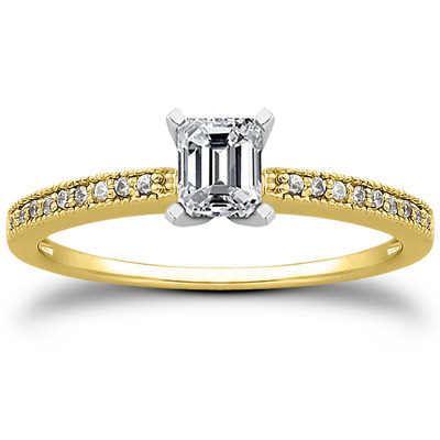 Pave Set Mill Grained Diamond Bridal Ring (0.09 t.c.w.) - view 10 of 28