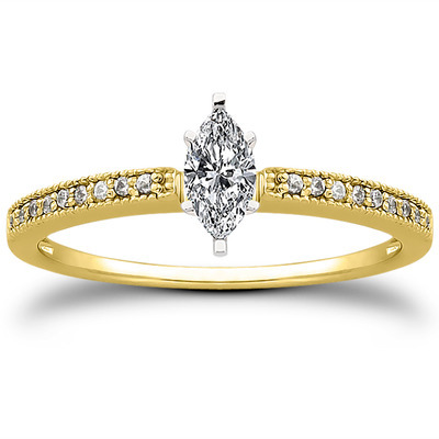 Pave Set Mill Grained Diamond Bridal Ring (0.09 t.c.w.) - view 8 of 28