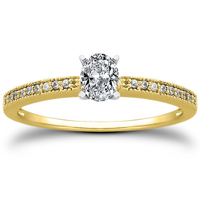 Pave Set Mill Grained Diamond Bridal Ring (0.09 t.c.w.) - view 7 of 28