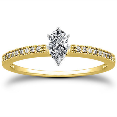 Pave Set Mill Grained Diamond Bridal Ring (0.09 t.c.w.) - view 6 of 28