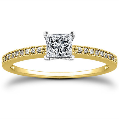 Pave Set Mill Grained Diamond Bridal Ring (0.09 t.c.w.) - view 5 of 28