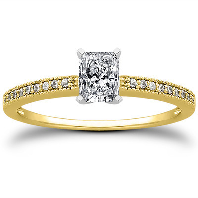 Pave Set Mill Grained Diamond Bridal Ring (0.09 t.c.w.) - view 4 of 28