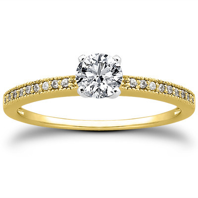 Pave Set Mill Grained Diamond Bridal Ring (0.09 t.c.w.) - view 3 of 28