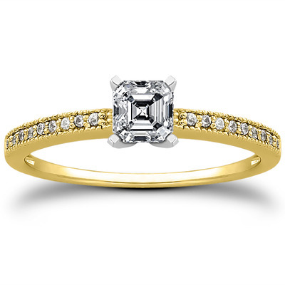 Pave Set Mill Grained Diamond Bridal Ring (0.09 t.c.w.) - view 2 of 28