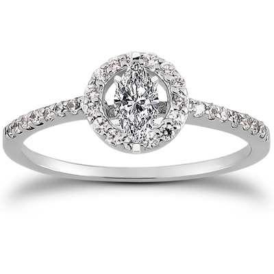 Round Brilliant Halo Diamond Bridal Ring (0.22 t.c.w.) - view 19