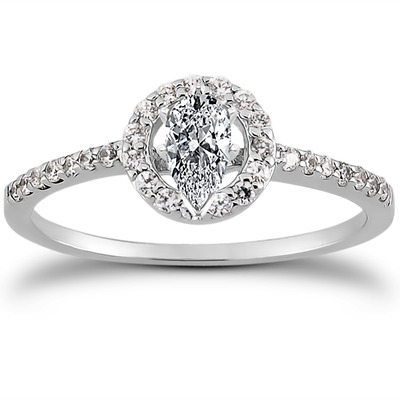 Round Brilliant Halo Diamond Bridal Ring (0.22 t.c.w.) - view 17