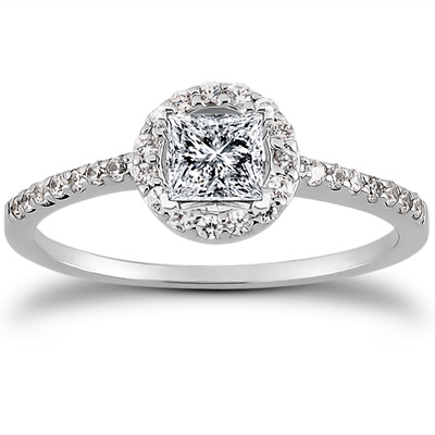 Round Brilliant Halo Diamond Bridal Ring (0.22 t.c.w.) - view 16