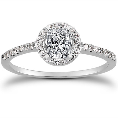 Round Brilliant Halo Diamond Bridal Ring (0.22 t.c.w.) - view 1