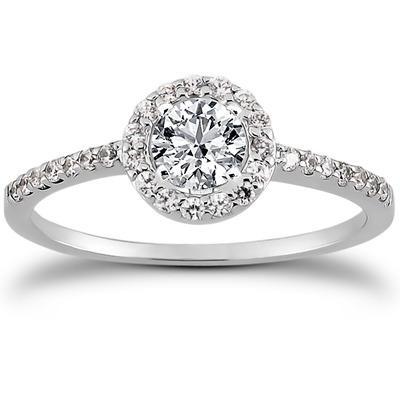 Round Brilliant Halo Diamond Bridal Ring (0.22 t.c.w.) - view 14