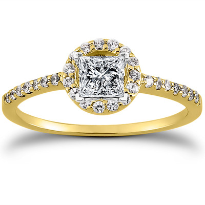 Round Brilliant Halo Diamond Bridal Ring (0.22 t.c.w.) - view 5