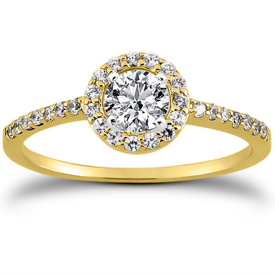 Round Brilliant Halo Diamond Bridal Ring (0.22 t.c.w.) - view 3