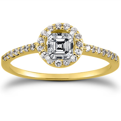 Round Brilliant Halo Diamond Bridal Ring (0.22 t.c.w.) - view 2