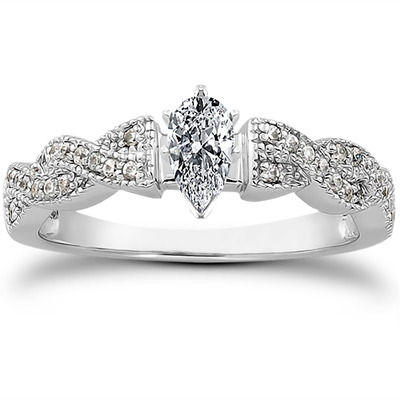 Pave Set Diamond Bridal Ring (0.24 ct.tw.) - view 21