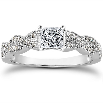 Pave Set Diamond Bridal Ring (0.24 ct.tw.) - view 20