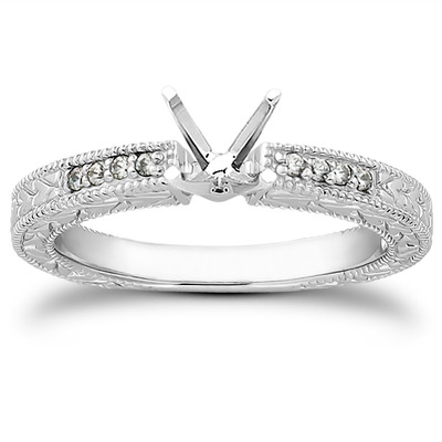 Pave Set Antique Diamond Bridal Ring (0.06 ct.tw.) - view 25