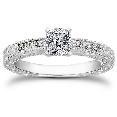 Pave Set Antique Diamond Bridal Ring (0.06 ct.tw.) - view 24