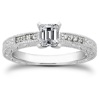 Pave Set Antique Diamond Bridal Ring (0.06 ct.tw.) - view 23