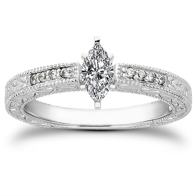 Pave Set Antique Diamond Bridal Ring (0.06 ct.tw.) - view 21