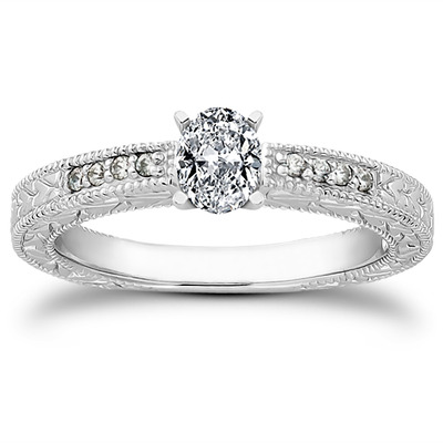 Pave Set Antique Diamond Bridal Ring (0.06 ct.tw.) - view 20