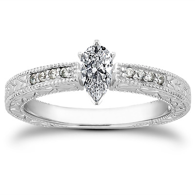 Pave Set Antique Diamond Bridal Ring (0.06 ct.tw.) - view 19