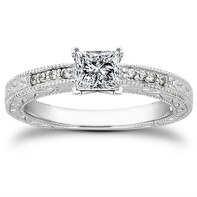 Pave Set Antique Diamond Bridal Ring (0.06 ct.tw.) - view 18